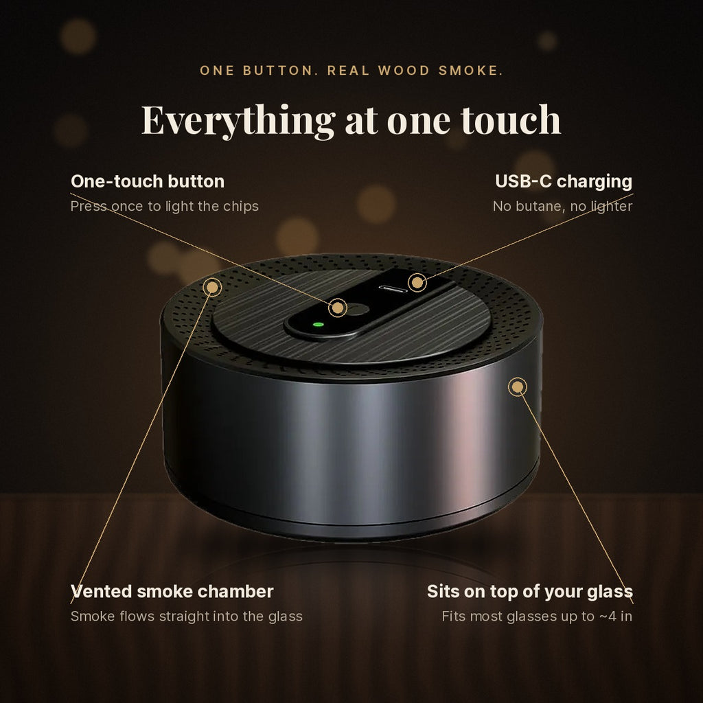 One-touch button, USB-C charging and vented smoke chamber