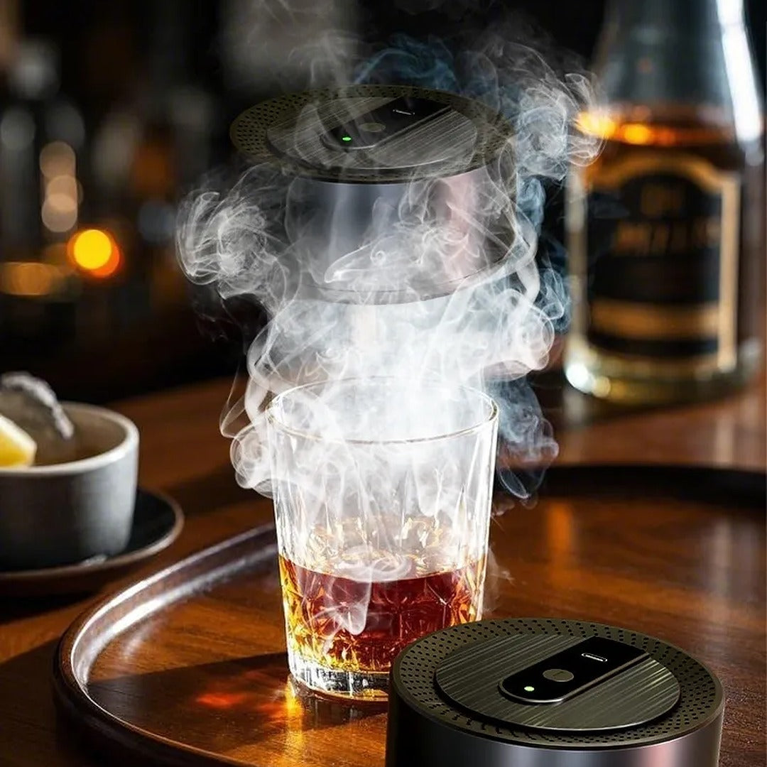 Smoke filling a whiskey glass